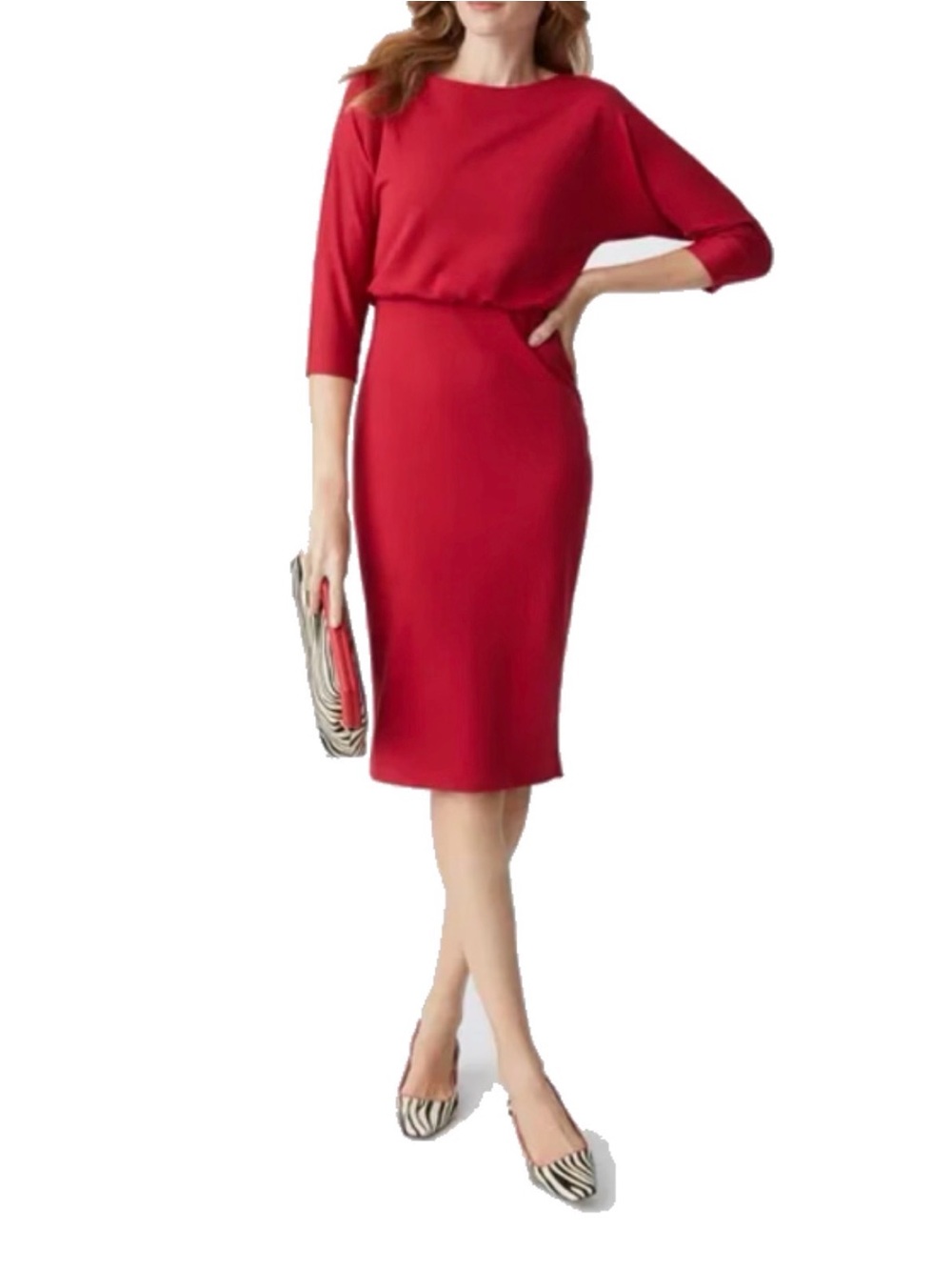 J. McLaughlin Vibrant Red Midi Dress